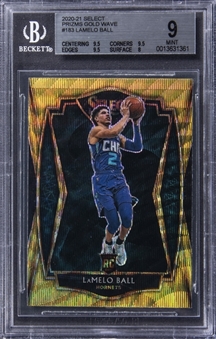 2020-21 Select Prizms Gold Wave #183 LaMelo Ball Rookie Card - BGS MINT 9